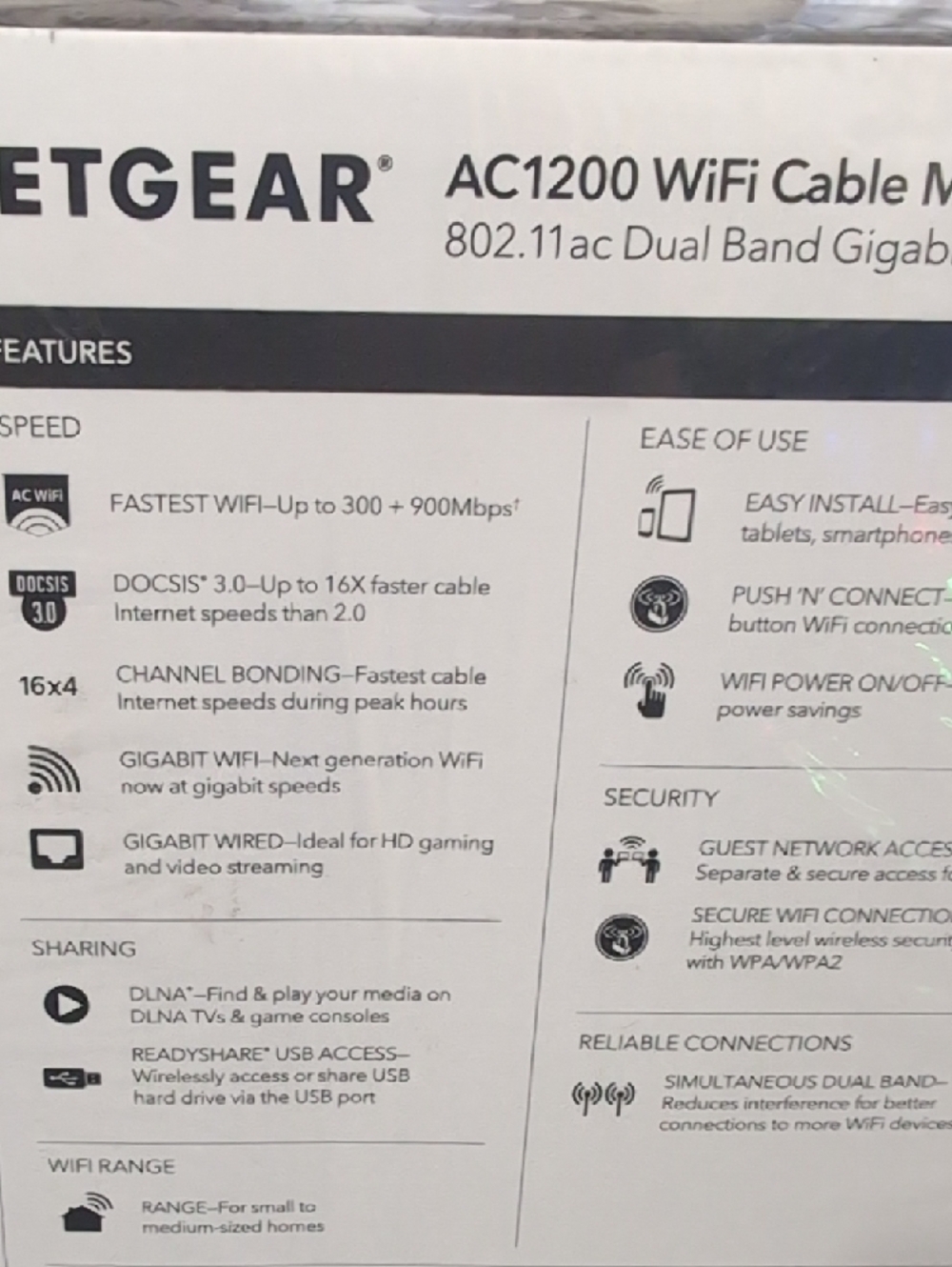 NETGEAR AC1200 WiFi Cable Modem Router - Black - Picture 3 of 5